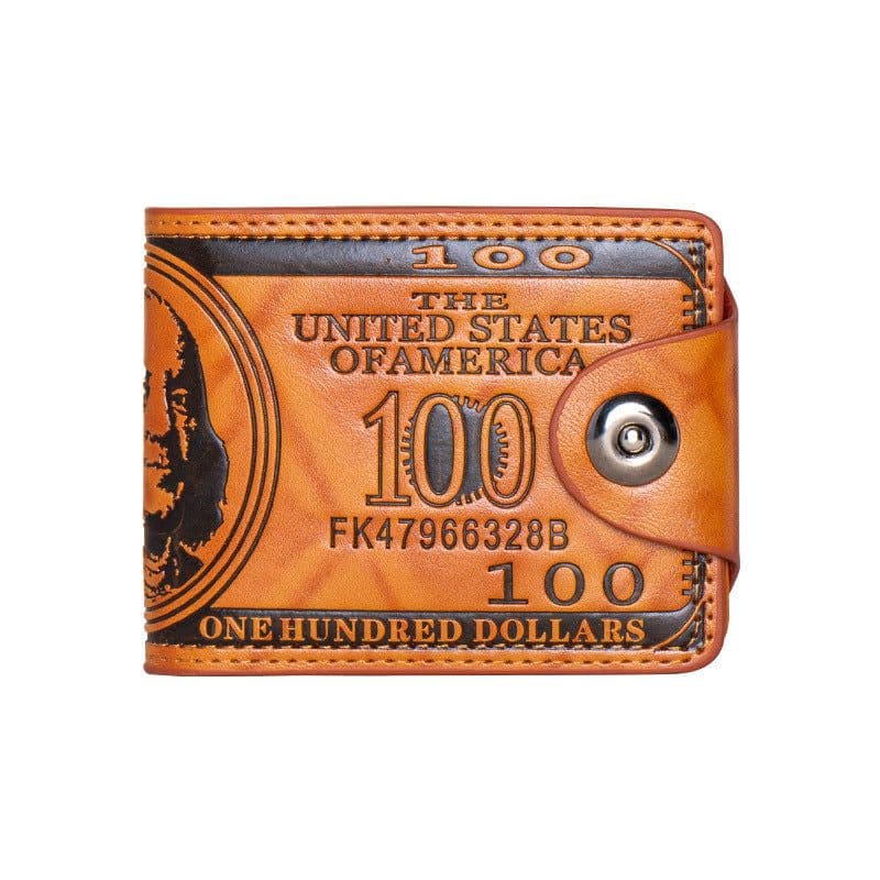 image-US dollar wallet personalized magnetic buckle pressure change hundred dollar short wallet PU leather coin purse