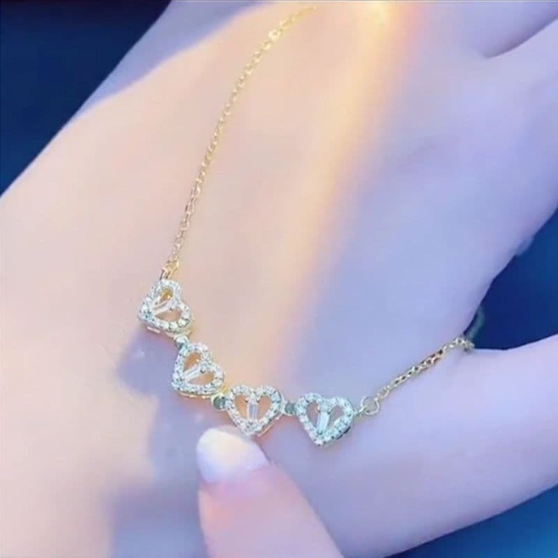image-Titanium Steel Clover Necklace Women - Heart Pendant