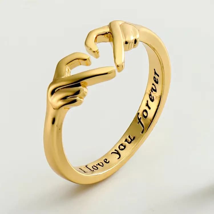 image-Heart Couple Ring Adjustable Silver Alloy