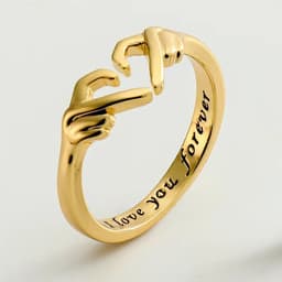 image-Best Romantic Heart Hugging Couple Ring Heart Silver Adjustable