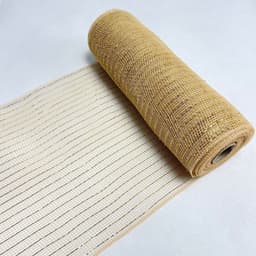 image-Christmas Wire Mesh Packaging - Red & White Strips 26cm x 10yds