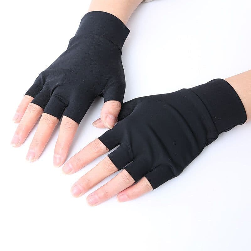 image-Half Finger Fitness Gloves - Non-Slip Nylon Black