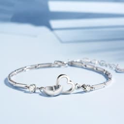 image-Double Heart Bracelet - Women's Simple Jewelry, Heart-Shaped, SL118
