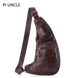 image-Uncle Pi Leather Chest Bag - Black Half Moon
