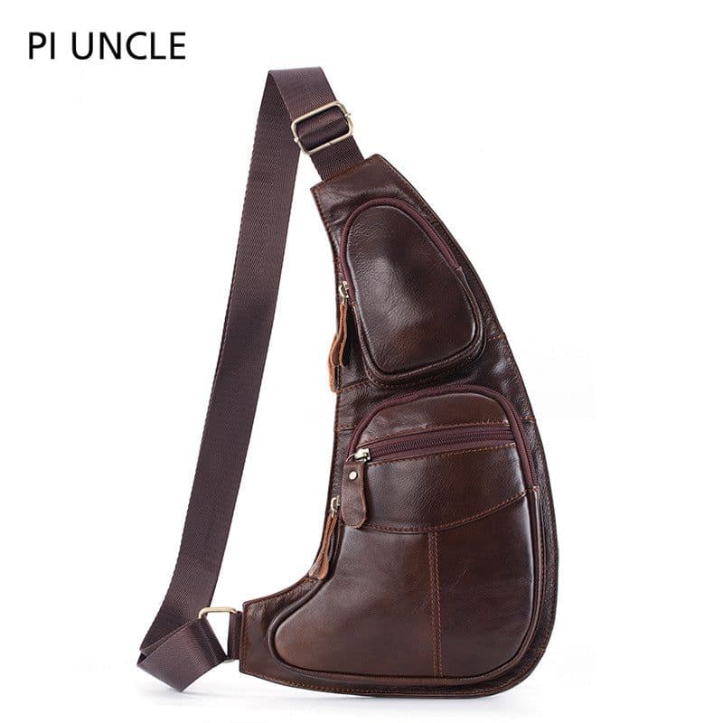image-Uncle Pi Leather Chest Bag - Black Half Moon