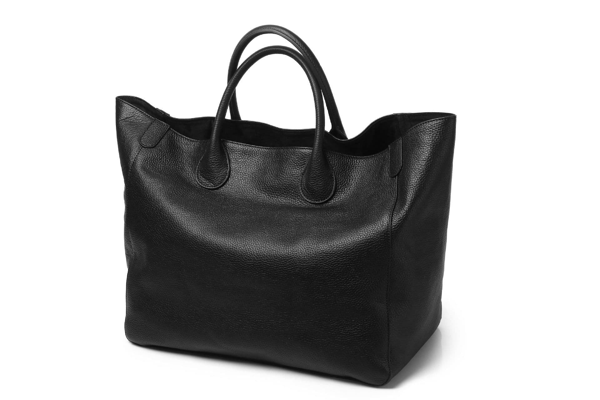 image-European & American Tote Bag, Large Genuine Leather, Khaki, Extra Large Capacity