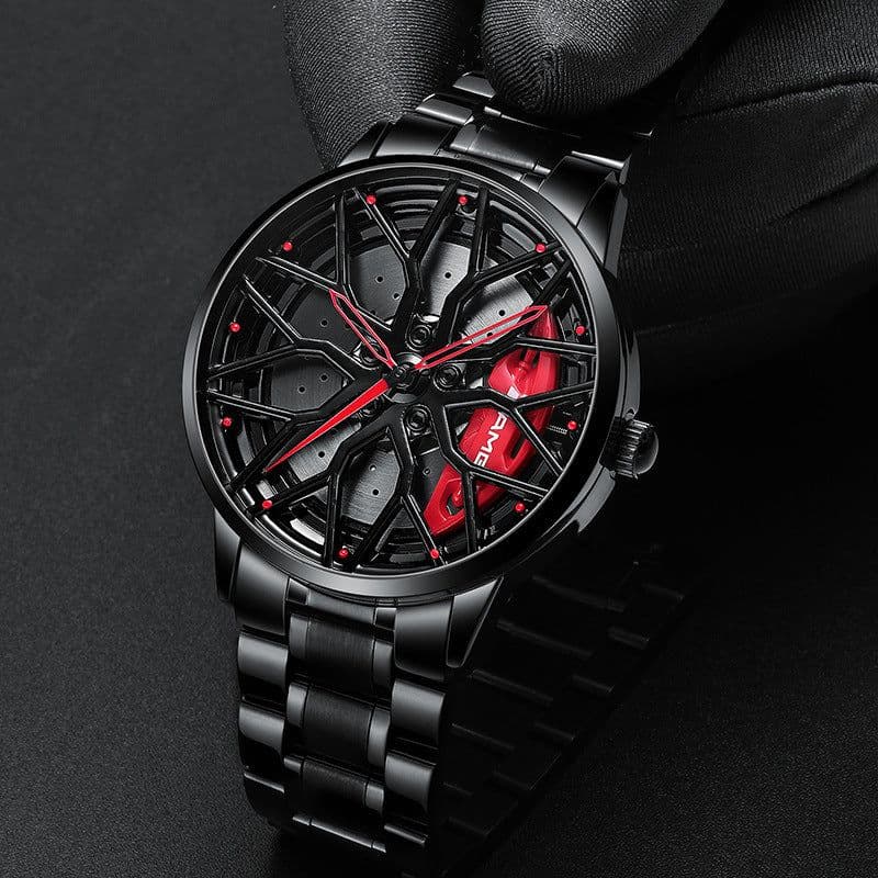 image-SVJ Men's Quartz Watch - 3D Hollow Forged Wheel Design
