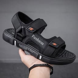 image-Men's Beach Sandals - Grey Velcro Size 36