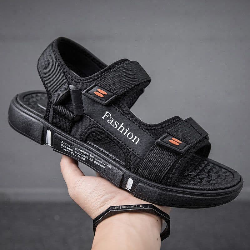image-Men's Beach Sandals - Grey Velcro Size 36