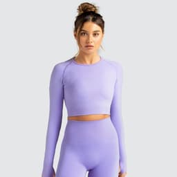image-Women's Long Sleeve Yoga Top - Black Nylon Spandex
