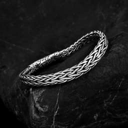 image-Sterling Silver Couple Bracelet - Retro Elegant 925 Silver Jewelry 20cm