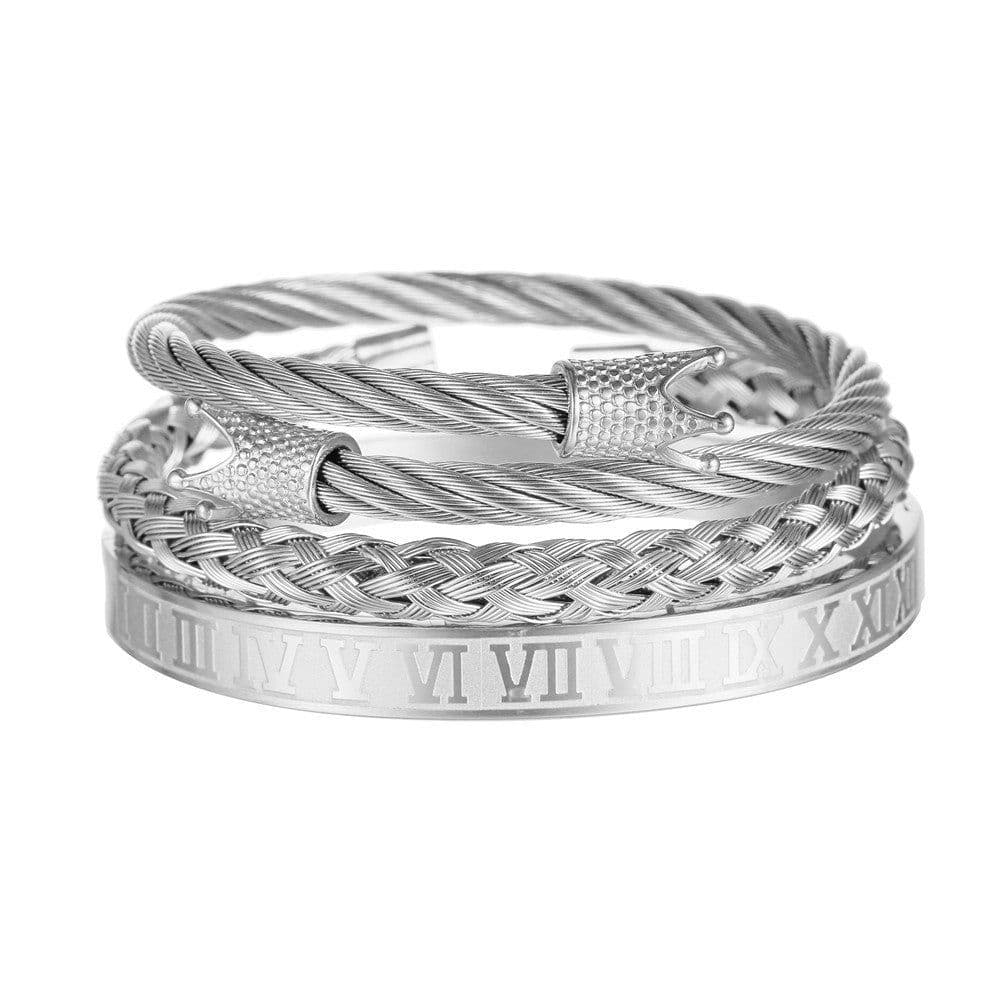 image-Stainless Steel Geometric Bracelet Men - Retro