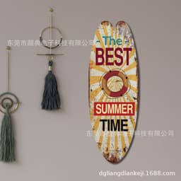 image-Wooden Surfboard Beach Sign - Retro Decor