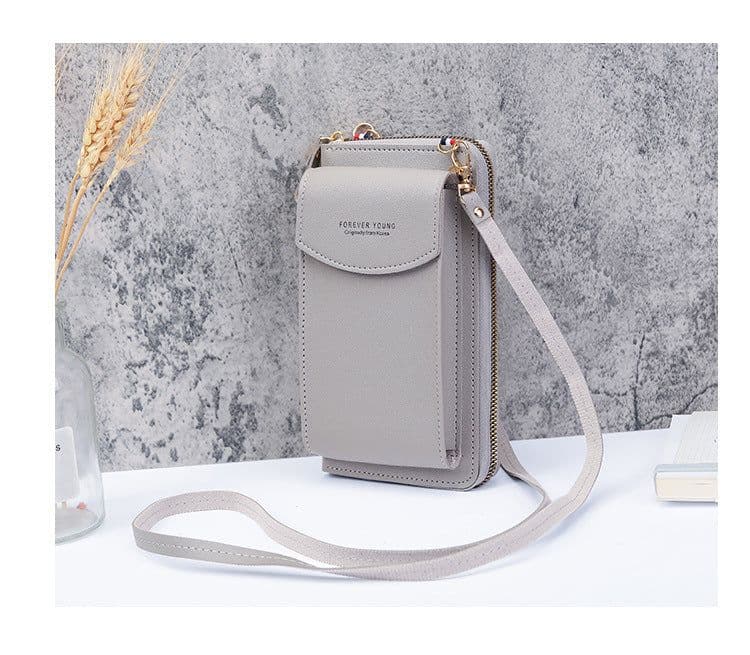 image-Large-Capacity Crossbody Phone Bag - Light Blue Zipper Wallet 2021
