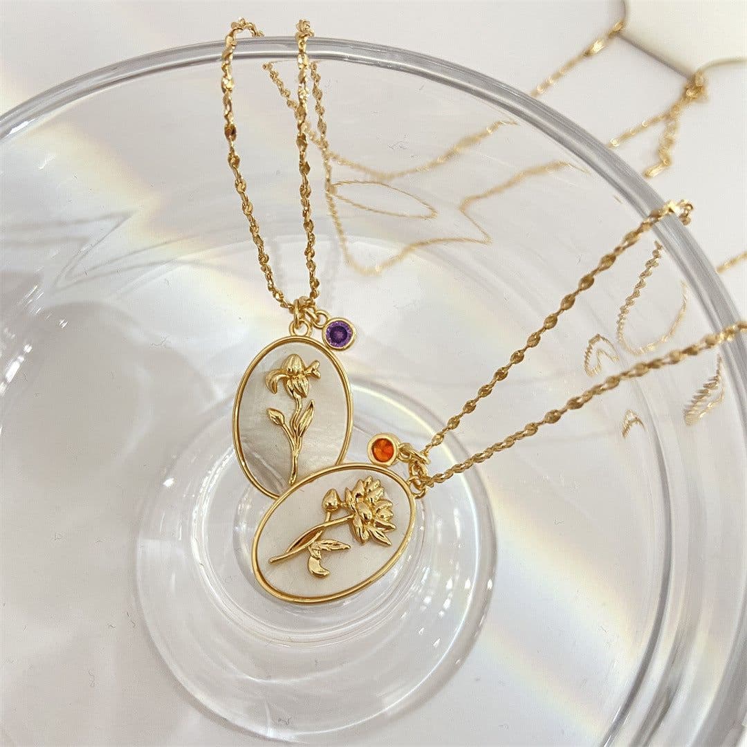 image-December Flower Necklace - Sunflower Copper Clavicle Chain 21-50cm