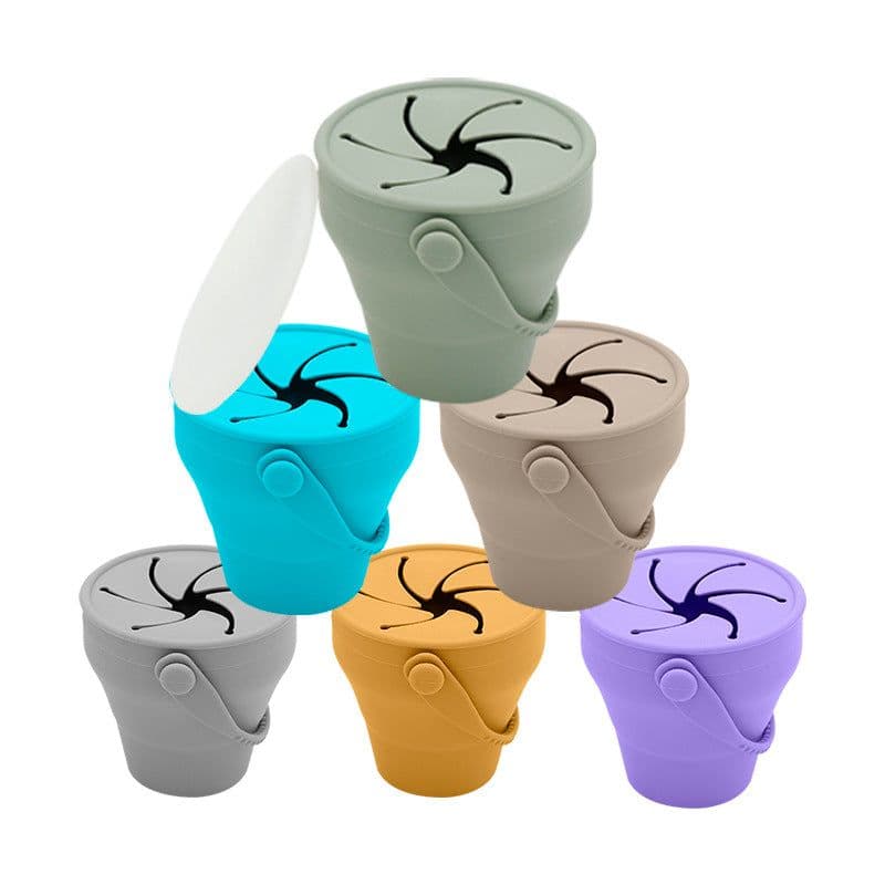 image-Children's Folding Silicone Snack Bowl - 2023 New Portable Design