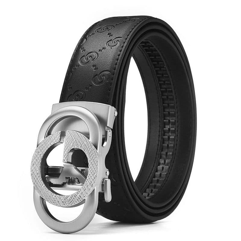 image-Men's Leather Belt Automatic Buckle GG Gun-CC