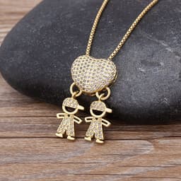 image-Children's Number Pendant Necklace - 18k Gold Plated Copper