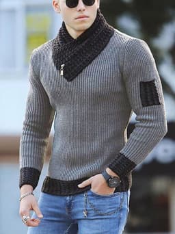 image-XIANGNIAN Men's Sweater Pullover - Dark Gray XXXL