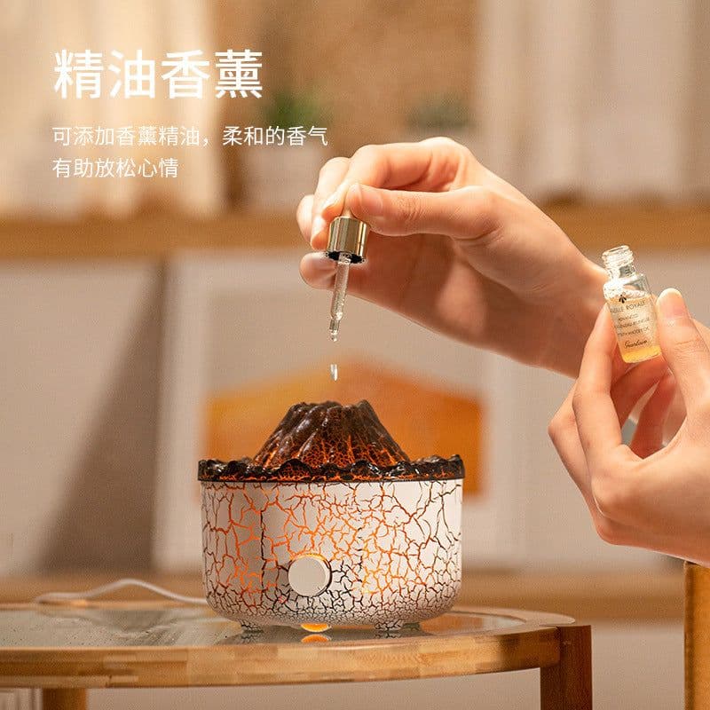 image-New cross-border lava volcano aromatherapy machine smoke ring humidifier Internet celebrity same style two-color with remote control flame aromatherapy machine