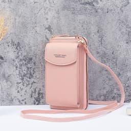 image-Large-Capacity Crossbody Phone Bag - Light Blue Zipper Wallet 2021