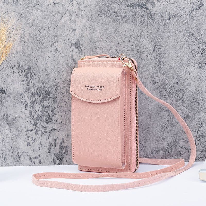 image-Large-Capacity Crossbody Phone Bag - Light Blue Zipper Wallet 2021
