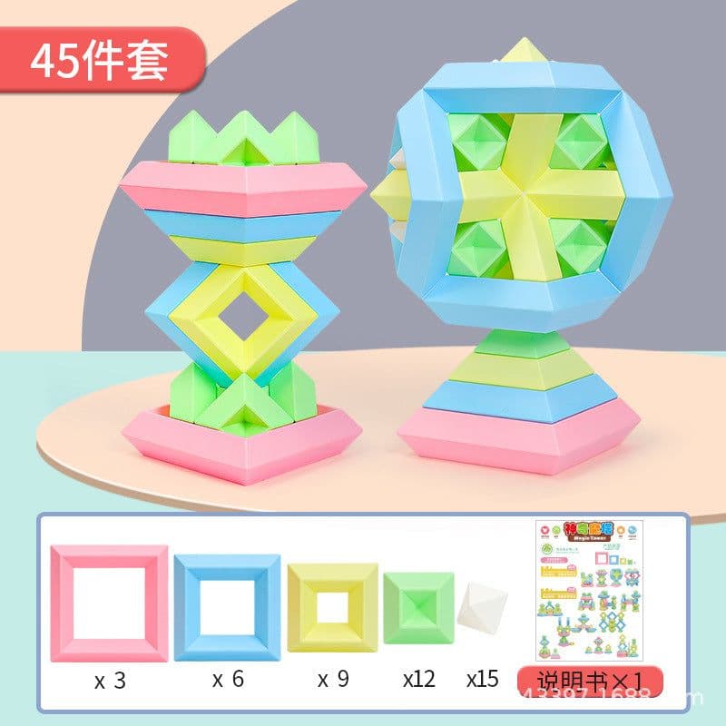 image-Le Xiaoqi Large Particle Building Blocks - 60pcs Toy, Plastic Pyramid Puzzle