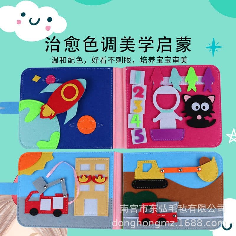 image-Cross-border felt early education book Montessori series children's baby cloth book felt cloth book rainbow book early childhood education teaching aids