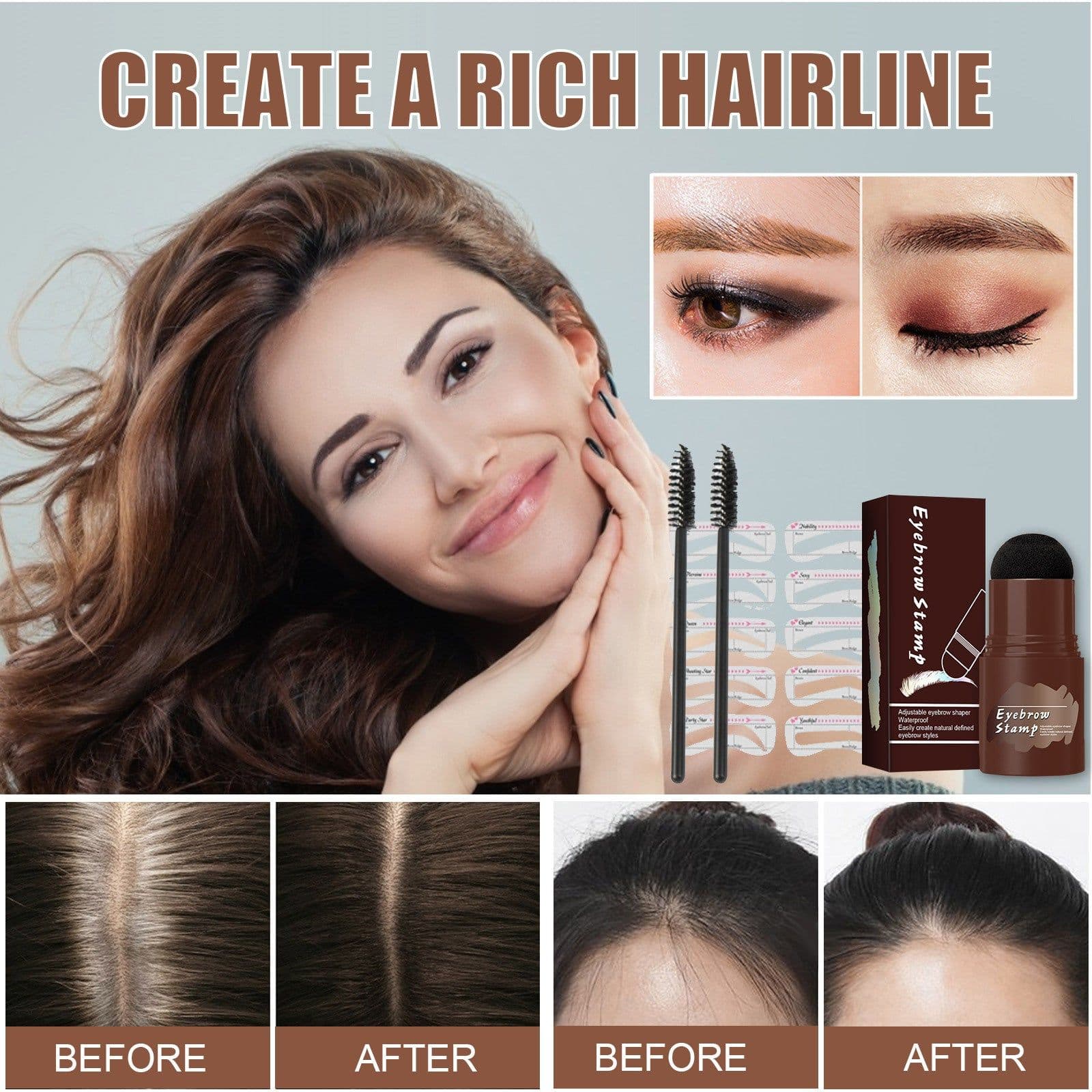 image-EELHOE Eyebrow Powder Stamp Kit Waterproof