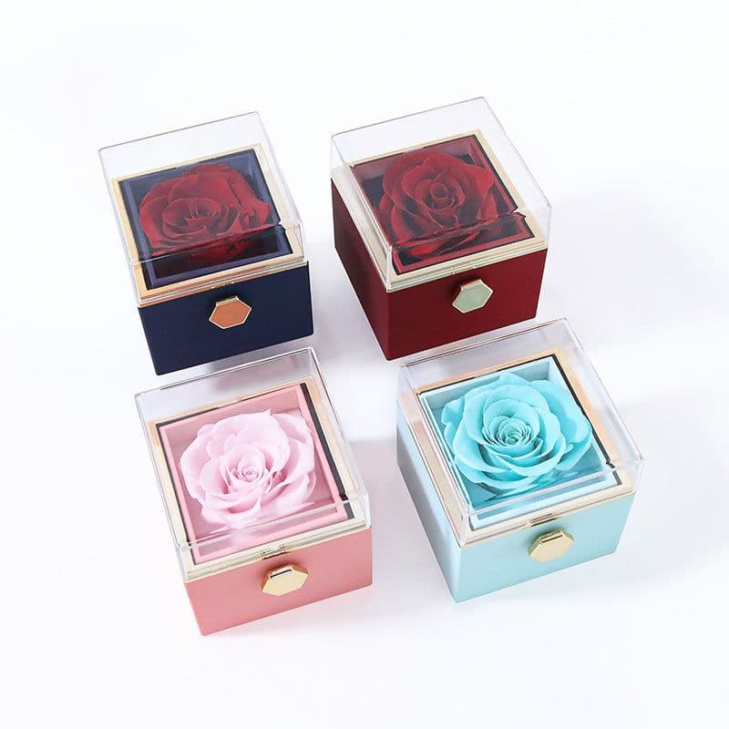 image-Creative Rotating Proposal Ring Box Rose Gold