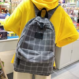 image-2021 autumn plaid rucksack female high school students junior high school students backpack college students simple and cute school bag