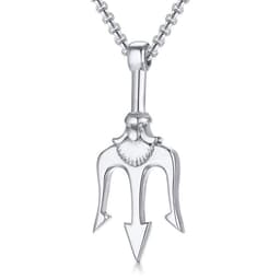 image-Stainless Steel Trident Pendant Men's Necklace Gold 60cm Titanium Steel Jewelry