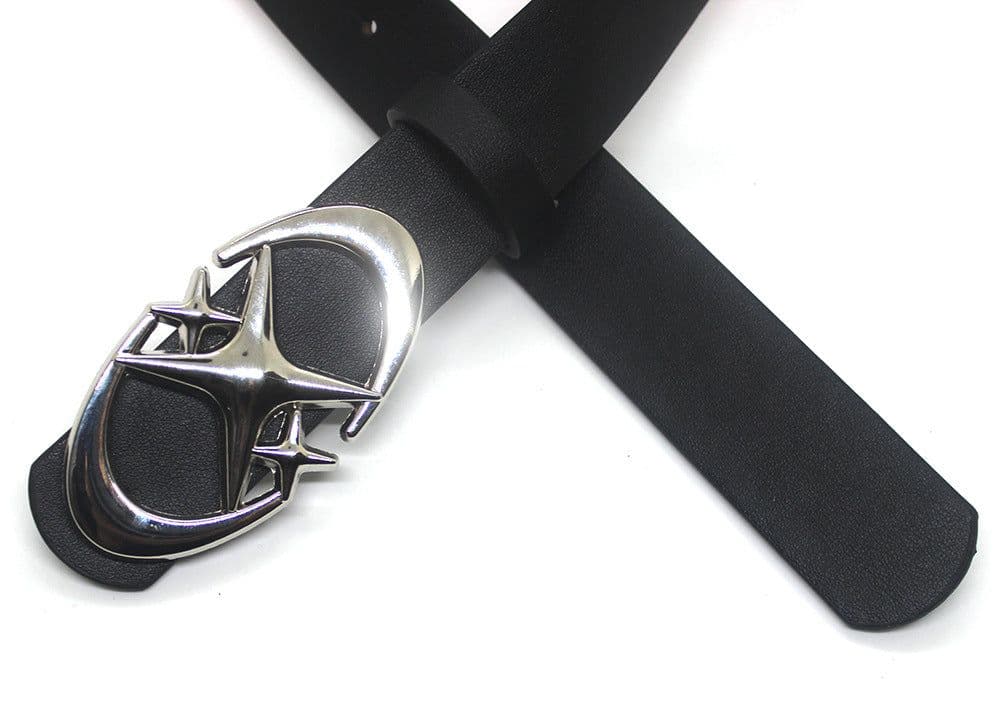 image-Alloy Belt - Double Moon Cross Star Buckle