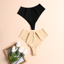 image-High Waist Breathable Cotton Crotch Underwear, XL, Ice Silk T-Shape