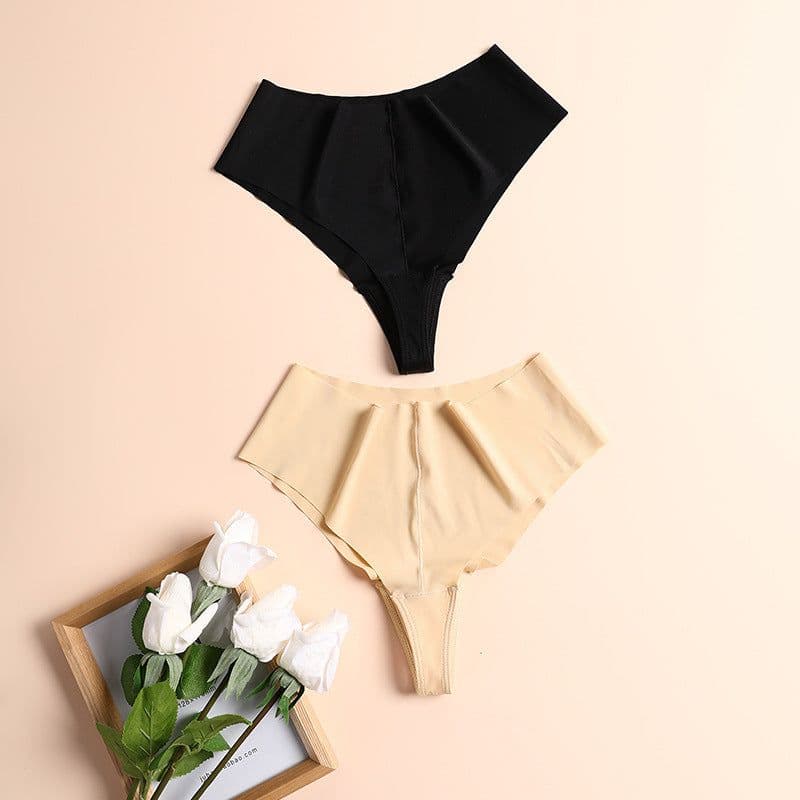 image-High Waist Breathable Cotton Crotch Underwear, XL, Ice Silk T-Shape