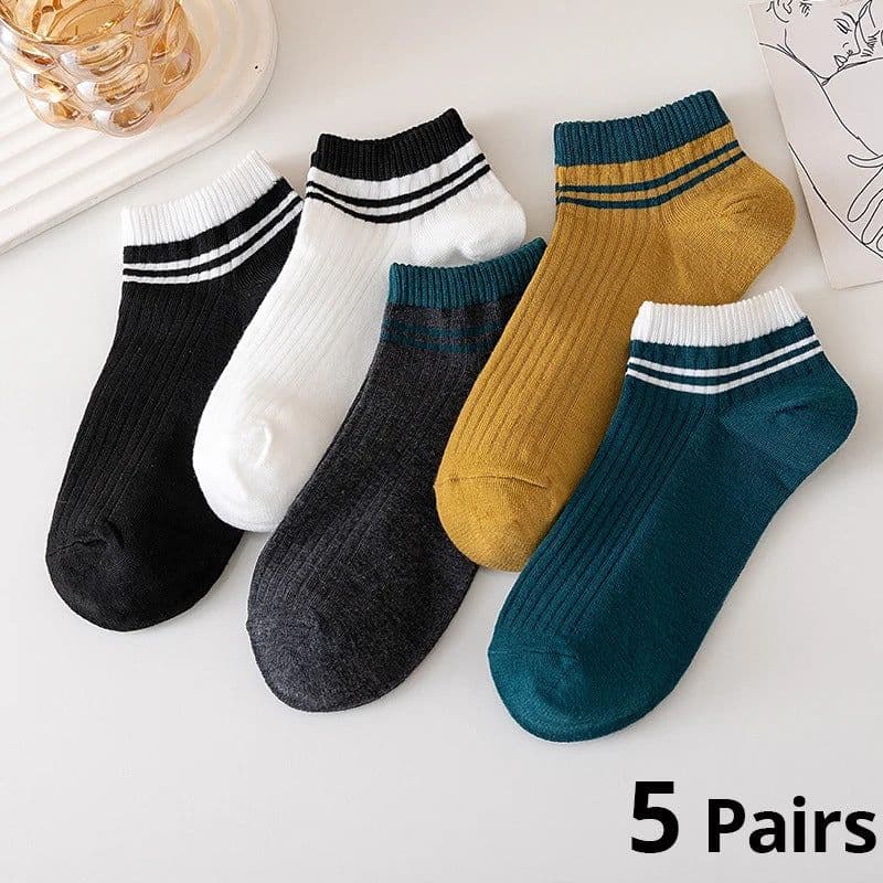image-Men's Ankle Socks - Breathable Cotton Sports Socks