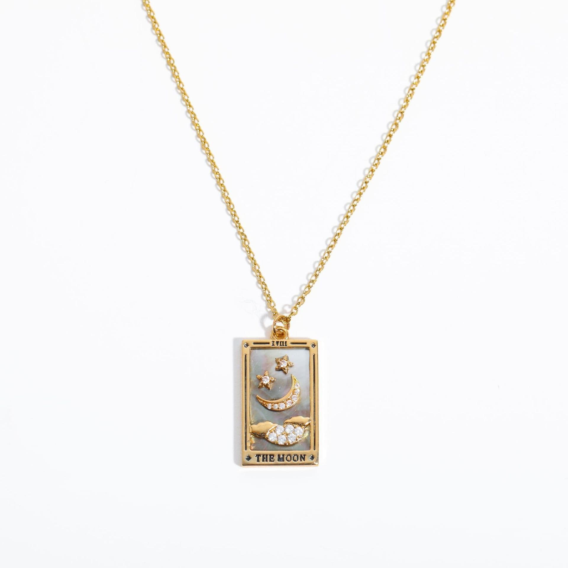 image-Electroplated real gold retro Tarot brand TAROT with drill dripping oil square brand necklace female ins high Zan Zan hot style