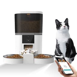 image-Smart Pet Feeder 4L/6L Dual Feeding Camera Adjustable Video White/Black