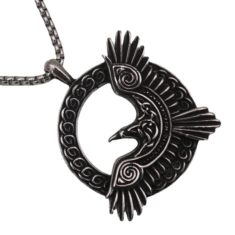 image-Viking Crow Titanium Steel Necklace - Popular Jewelry Amulet Pendant