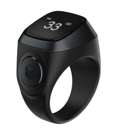 image-Smart Bluetooth Ring - Iqibla Zikr Tasbeeh, 0-9999 Count, 22mm Black/Gray