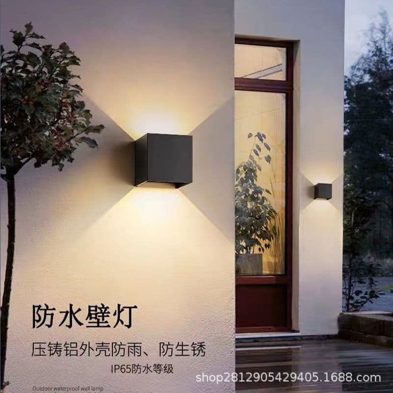 image-Solar outdoor waterproof wall light induction wall light exterior wall wiring free wall light balcony dimming wall light graffiti wall light