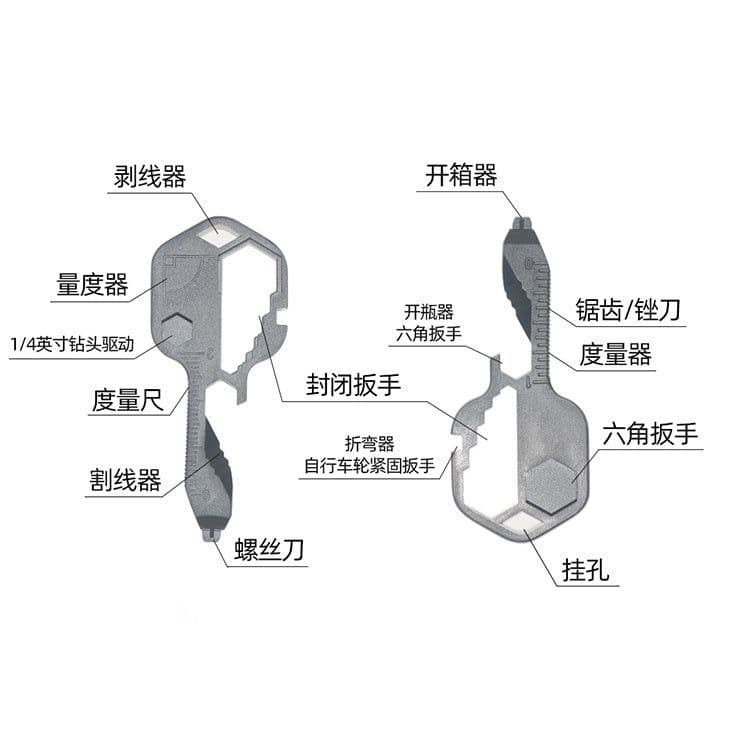 image-Manufacturer Explosive 24 in 1 Multifunctional Key Tool Stainless Steel Pendant Accessories Mini Portable Outdoor Tool