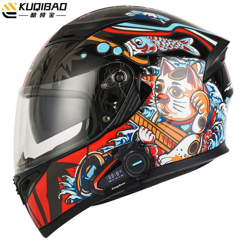image-Coolqibao Motorcycle Full-Face Helmet Bluetooth XXL Gray