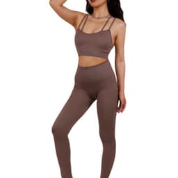 image-Yoga Set Cross Back Sports Bra High Waist Pants