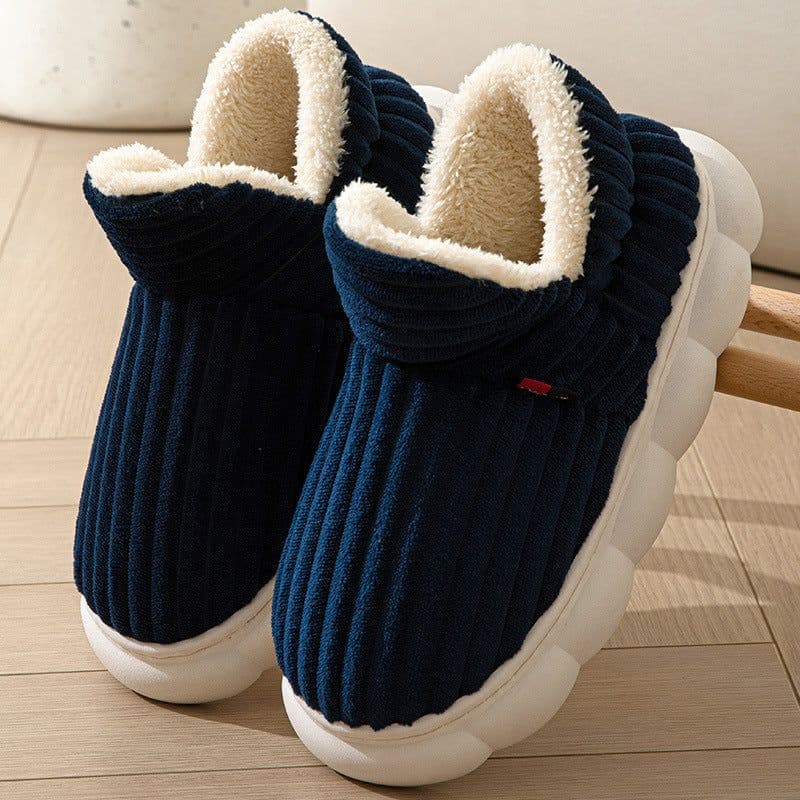 image-Winter Plush Cotton Slippers, Brown, Unisex, 44-45, 3CM Flat Heel