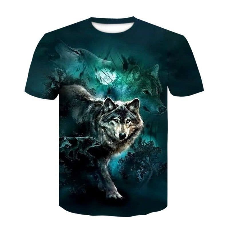 image-Wolf 3D Print T-Shirt - Black Short Sleeve