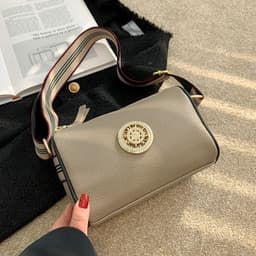 image-Genuine Leather Handbag - Pillow Bag One-Shoulder Black