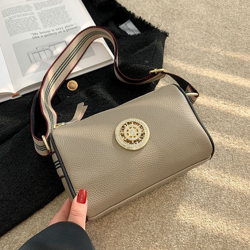 image-Genuine Leather Handbag - Pillow Bag One-Shoulder Black