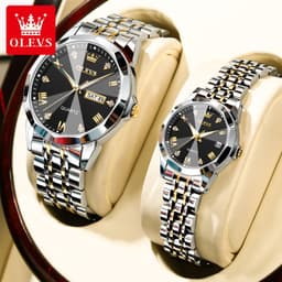 image-OLEVS Couple Watches Stainless Steel Quartz 30M