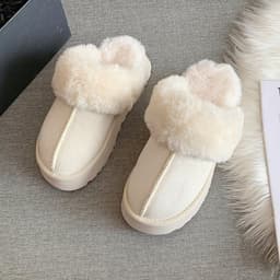 image-Size 42 snow boots, fur integrated fur slippers for women, 2023 new style Baotou flat-soled half-slip thick-soled cotton shoes